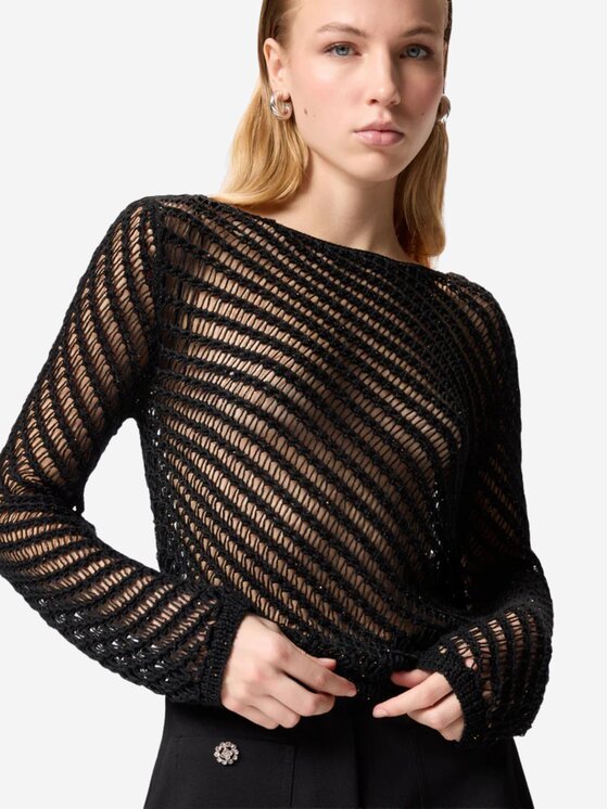 PINKO PINKO Sweter POLIESTERE 55% VISCOSA 45% Czarny Slim Fit