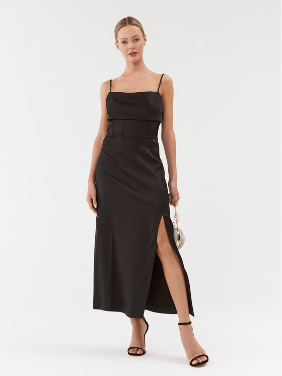 Guess Guess Kokteilinė suknelė W3BK82 WDEE2 Juoda Regular Fit