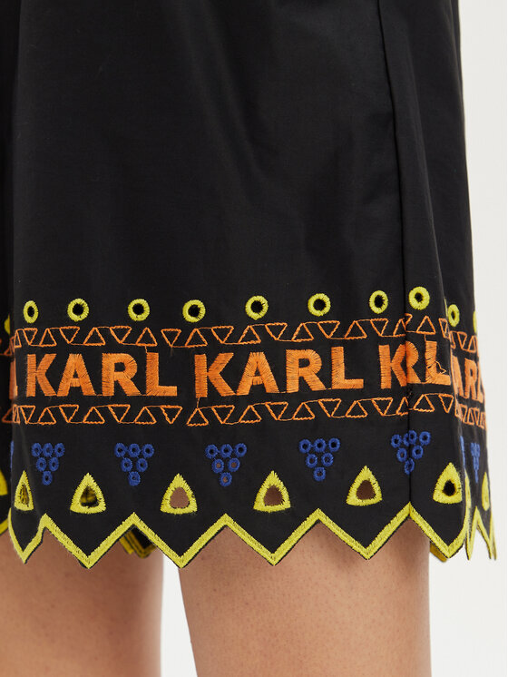 KARL LAGERFELD KARL LAGERFELD Stoffshorts 241W1003 Schwarz Regular Fit