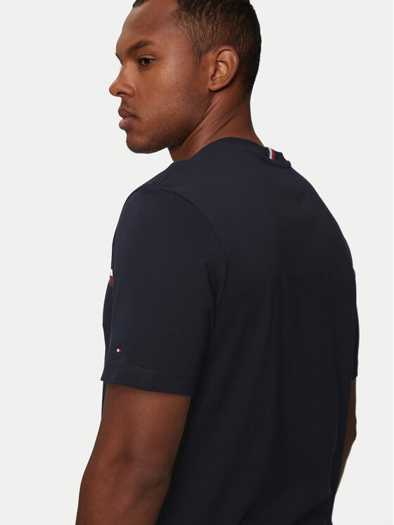 Tommy Hilfiger Tommy Hilfiger T-krekls Chest Stripe MW0MW36739 Tumši zils Regular Fit