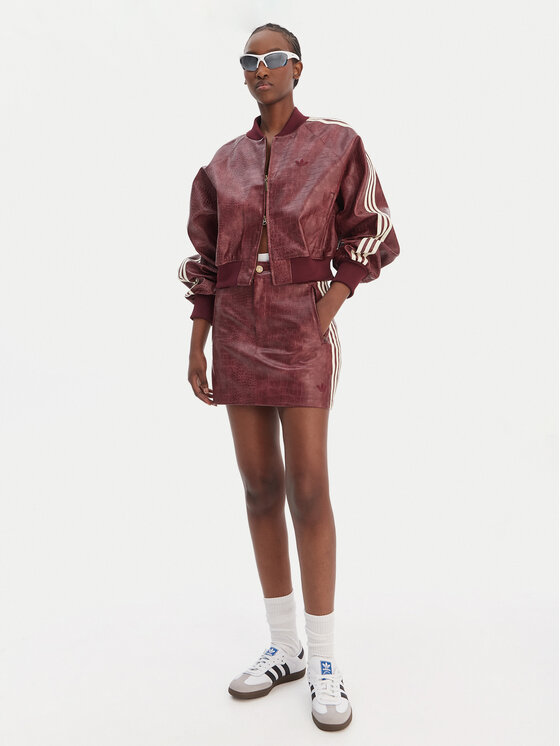 adidas adidas Geacă din imitație de piele Pleather KD8792 Vișiniu Oversize