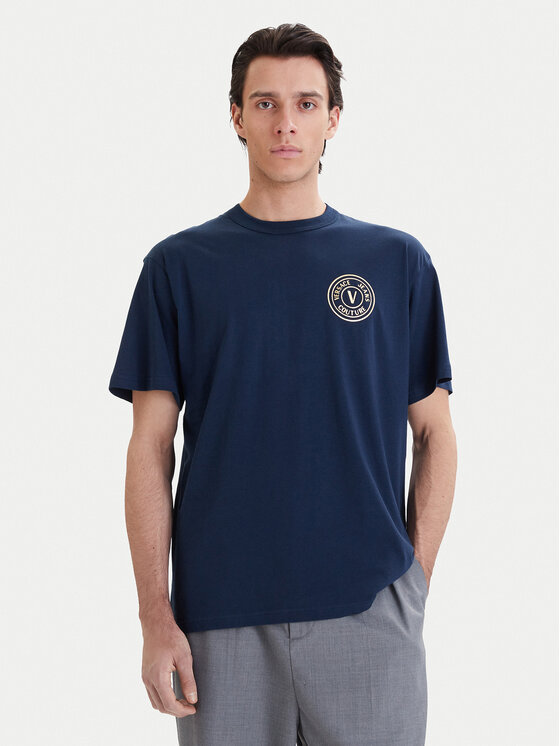 Versace Jeans Couture Tričko 80GAHT04 CJ00T Tmavomodrá Regular Fit