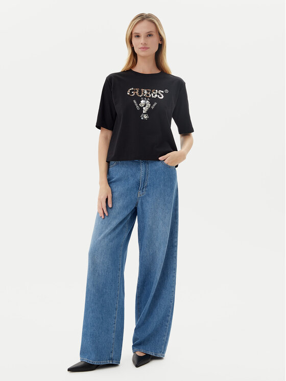 Guess Guess Marškinėliai V4YI06 I3Z14 Juoda Relaxed Fit