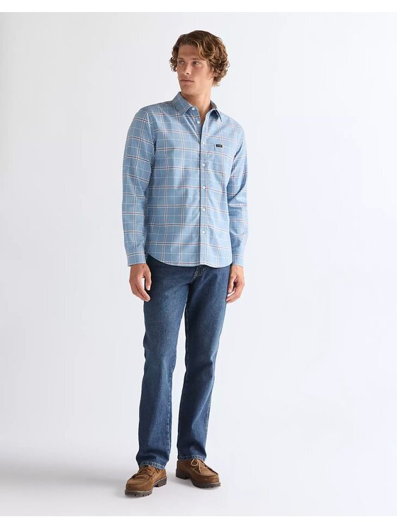 Wrangler Wrangler Koszula 1 PKT SHIRT Niebieski Regular Fit
