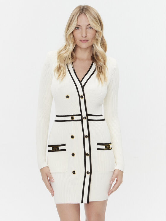 Elisabetta Franchi Elisabetta Franchi Kötött ruha AM-02S-36E2-V520 Ekru Slim Fit