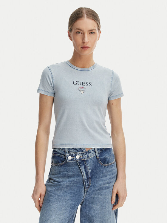 Guess Jeans Tricou W6GIA6 KCTL1 Albastru Slim Fit