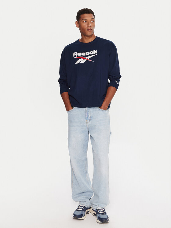 Reebok Reebok Pikkade varrukatega T-särk RK25155CCM Tumesinine Regular Fit