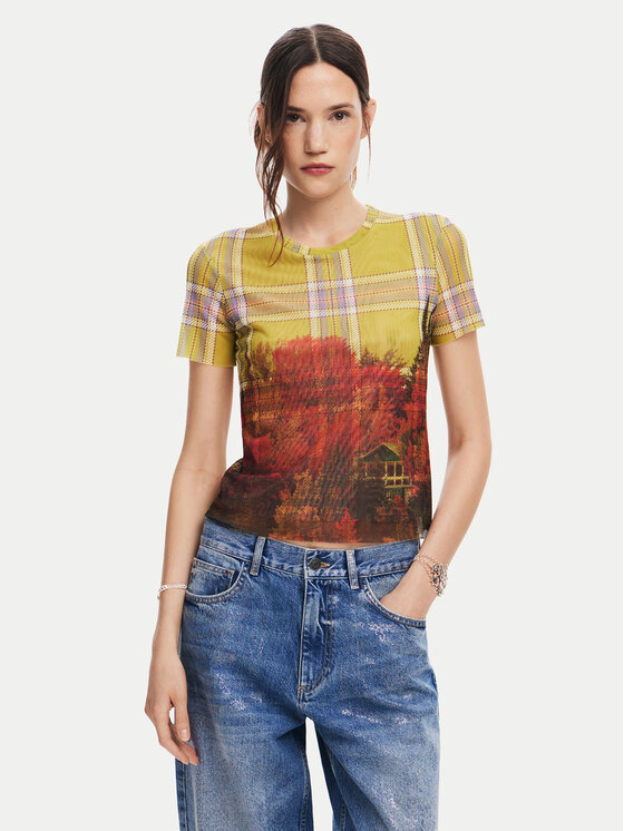 Desigual Desigual T-Shirt Double 24WWTK27 Kolorowy Slim Fit