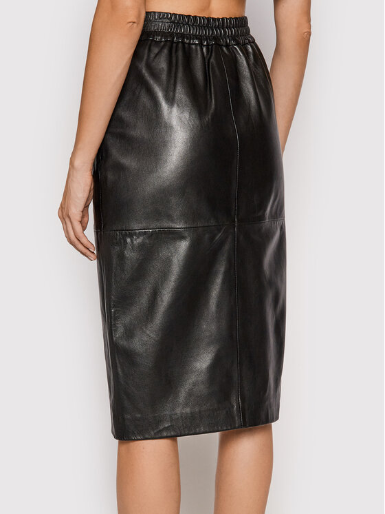 Trussardi Trussardi Usnjeno krilo 56G00146 Črna Regular Fit