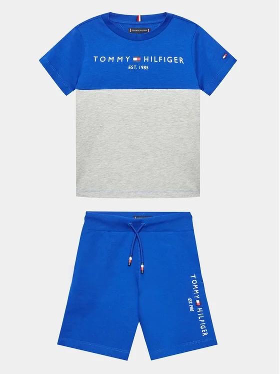 Tommy Hilfiger Set aus T-Shirt und Sportshorts Essetial KB0KB08359 D Blau Regular Fit