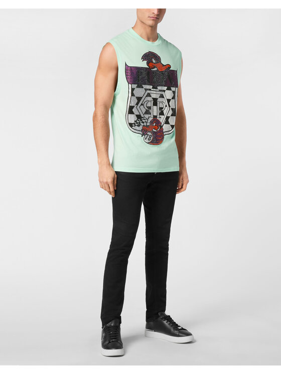 PHILIPP PLEIN PHILIPP PLEIN Tank top 24947 Zielony Regular Fit