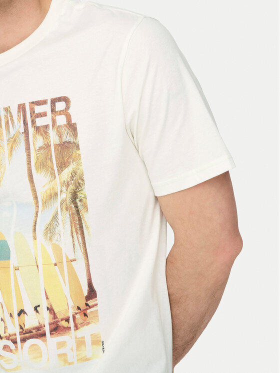 Only & Sons Only & Sons T-Shirt Magdy 22029454 Biały Regular Fit