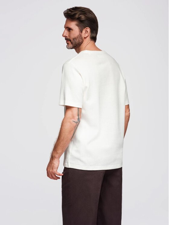 Ombre Ombre T-Shirt OM-TSCT-0197 Écru Regular Fit