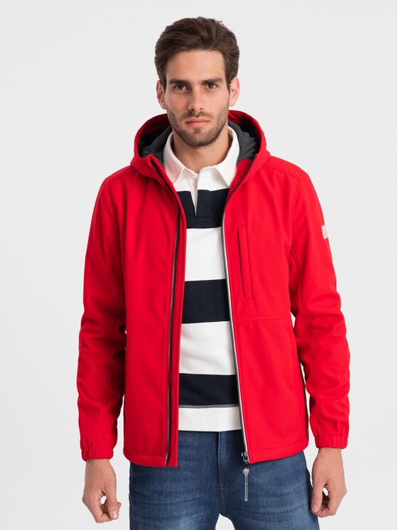 Ombre Ombre Kurtka softshell OM-JANP-0137 Czerwony Regular Fit