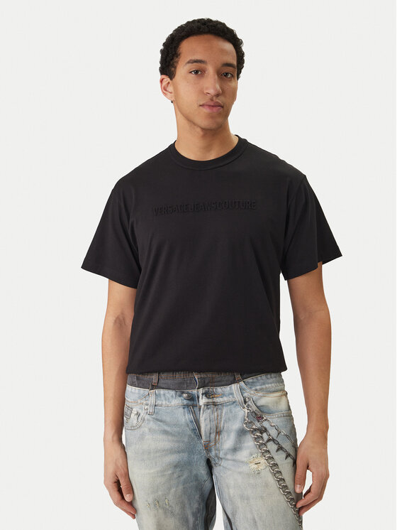 Versace Jeans Couture Tricou 80GAHE09 CJ00E Negru Regular Fit
