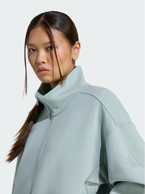 adidas adidas Bluza Soft Lux Loose Full-Zip Zielony Loose Fit