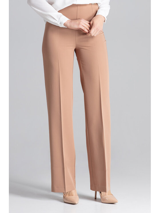 FIGL FIGL Kalhoty z materiálu M657 Hnědá Regular Fit