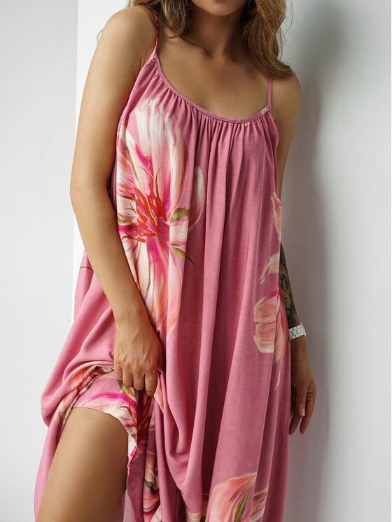 LilaLou LilaLou Sukienka letnia Gypsy Różowy Oversize