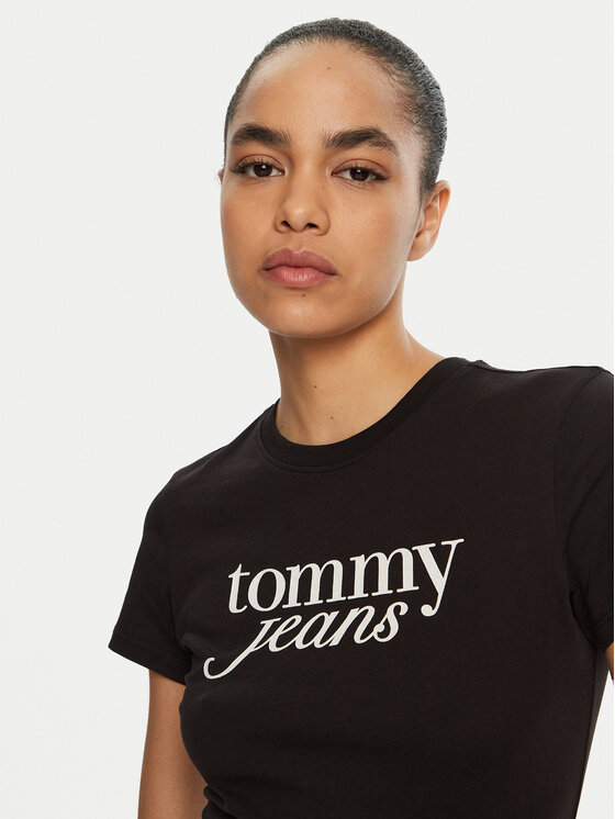 Tommy Jeans Tommy Jeans Póló Essential DW0DW19447 Fekete Slim Fit