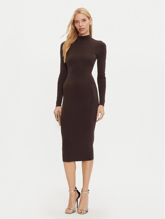 MICHAEL Michael Kors MICHAEL Michael Kors Pletena obleka MF482Q14VR Rjava Slim Fit