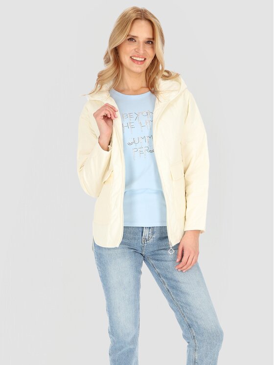 Perso Perso Kurtka damska BLE251046F Écru Regular Fit