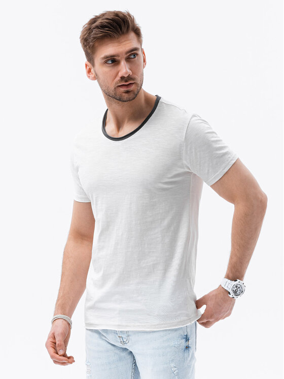 Ombre Ombre T-Shirt OM-TSCT-22SS-004 Biały Regular Fit