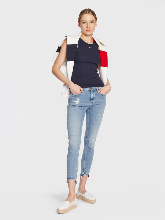 Tommy Jeans Top Essential DW0DW14875 Granatowy Regular Fit | Modivo.pl