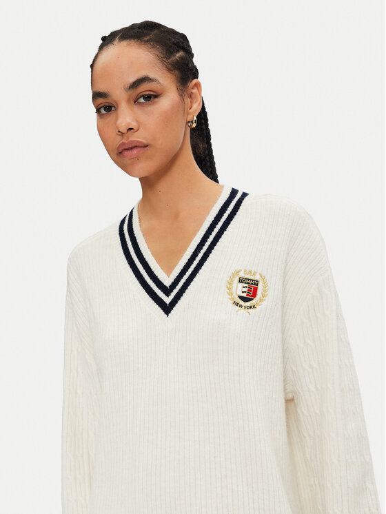 Tommy Jeans Tommy Jeans Džemper haljina DW0DW19810 Écru Relaxed Fit