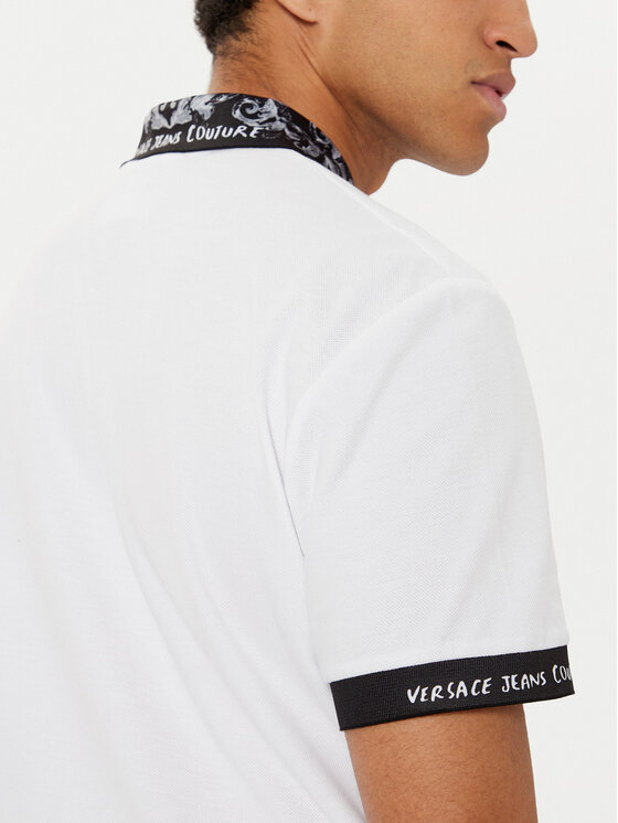 Versace Jeans Couture Versace Jeans Couture Тениска с яка и копчета 78GAGT04 Бял Regular Fit