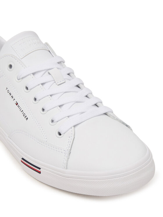 Tommy Hilfiger Tommy Hilfiger Sneakers Signature Midsole Lace-Up Trainers With Leather FM0FM05814 Alb