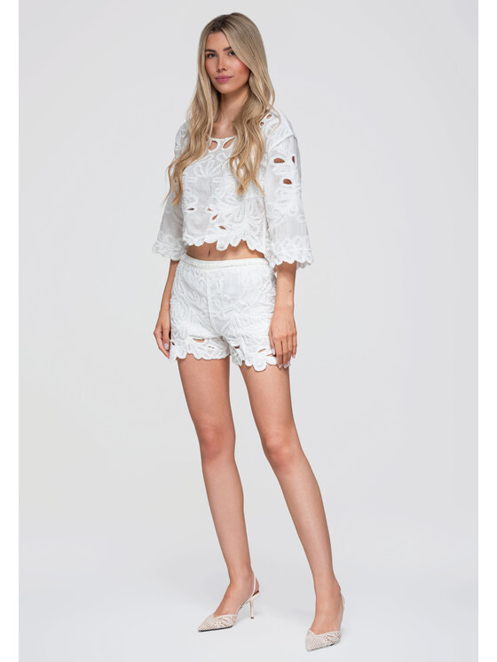 Ombre Ombre Szorty materiałowe OW-ST-E0024 Biały Relaxed Fit