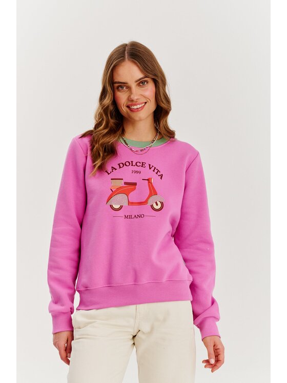 NAOKO NAOKO Mikina La Dolce Vespa Růžová Regular Fit