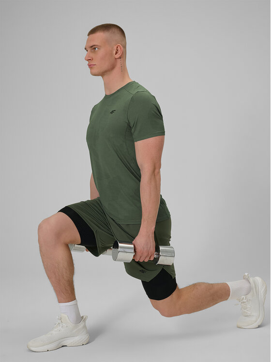 4F 4F Koszulka techniczna ATHLETIC Khaki Regular Fit