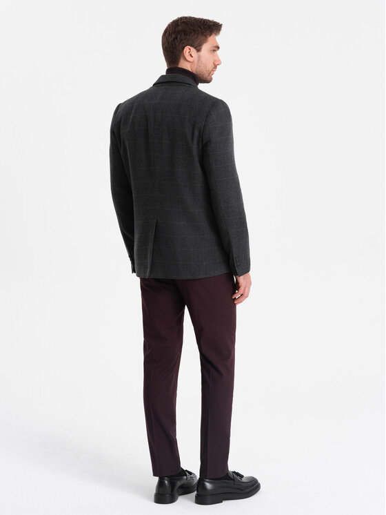 Ombre Ombre Marynarka OM-BLZB-0119 Czarny Regular Fit