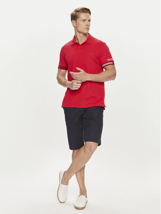 Tommy Hilfiger Tommy Hilfiger Polo Flag MW0MW34780 Czerwony Slim Fit