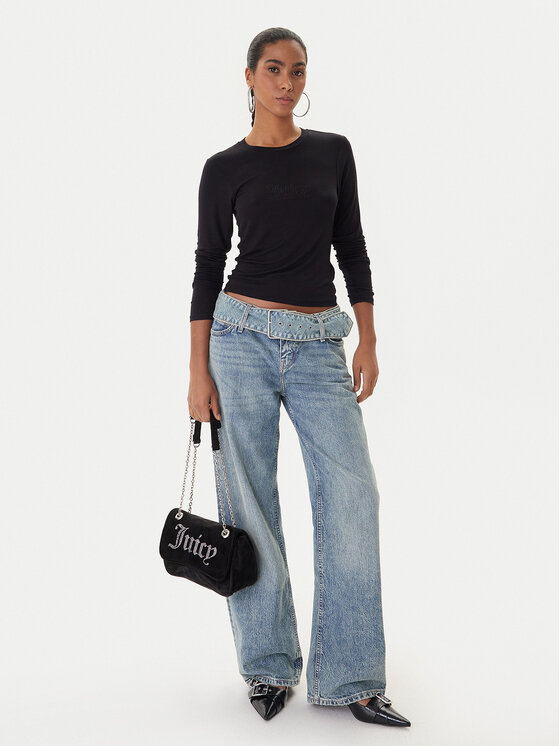 Juicy Couture Juicy Couture Majica Slub JCWCT225312 Crna Slim Fit