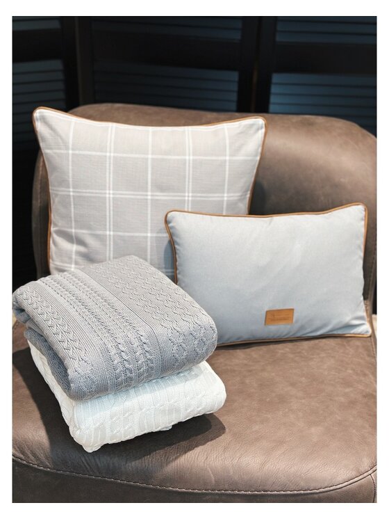 Sweet Living Sweet Living Poduszka Poduszka RIVERHEAD TARTAN LIGHT GREY XL Szary