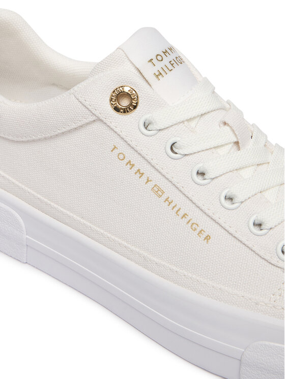 Tommy Hilfiger Tommy Hilfiger Laisvalaikio batai Th Foxing Platform Canvas FW0FW09480 Balta