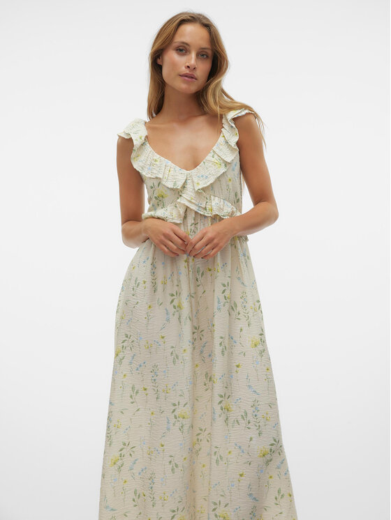 Vero Moda Vero Moda Лятна рокля Josie 10303761 Екрю Regular Fit