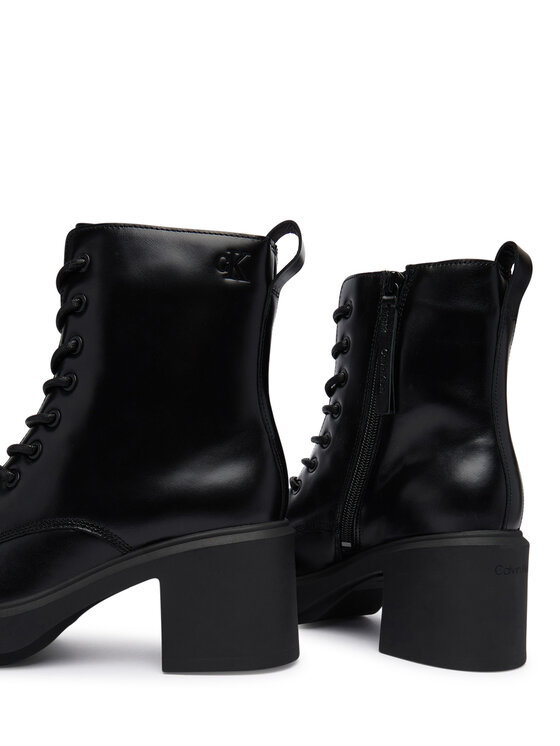 Calvin Klein Calvin Klein Trzewiki Block Heel Ank Boot Laceup Lth HW0HW03174 Czarny