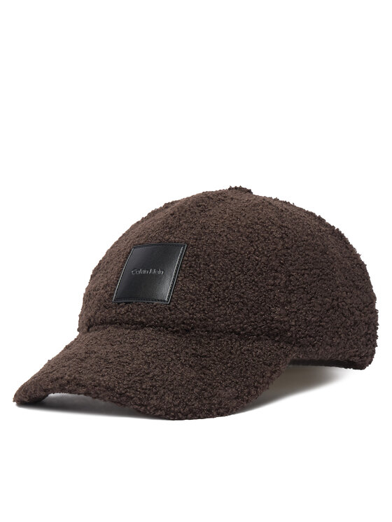 Calvin Klein Calvin Klein Шапка с козирка All-Over Sherpa W/ Patch Cap LV04F5096G Тъмнокафяв