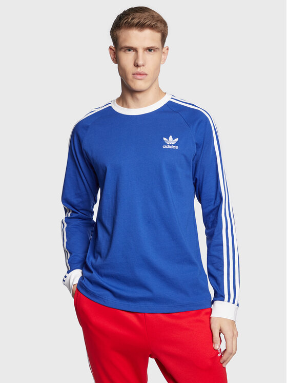 adidas Тениска с дълъг ръкав Adicolor Classics 3-Stripes Long-Sleeve Top IA4878 Син Slim Fit