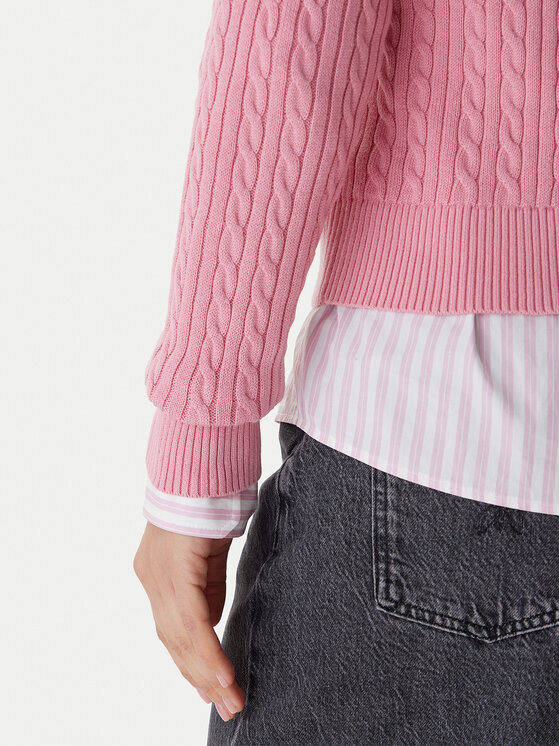 Tommy Jeans Tommy Jeans Pulover Cable Essential DW0DW22165 Roza Regular Fit