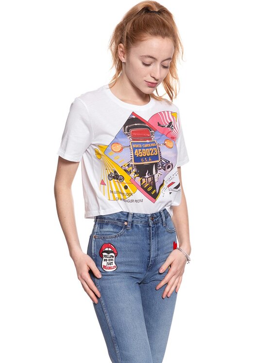 Wrangler Wrangler T-Shirt CROP TEE Biały Regular Fit