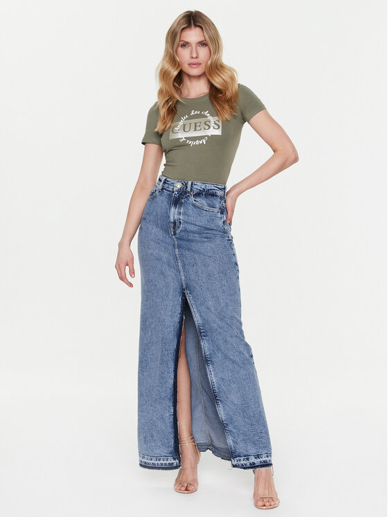 T-shirt Logo W3GI38 J1314 Verde Slim Fit