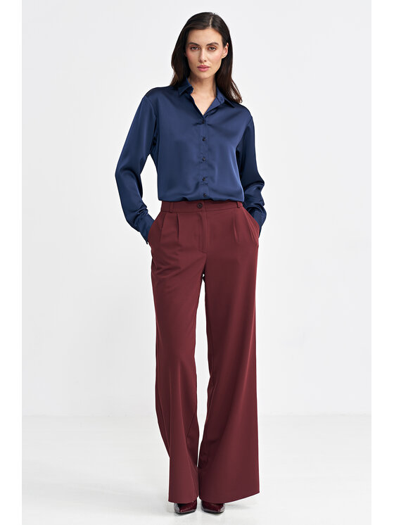 NIFE NIFE Kalhoty z materiálu SD102 Bordó Relaxed Fit