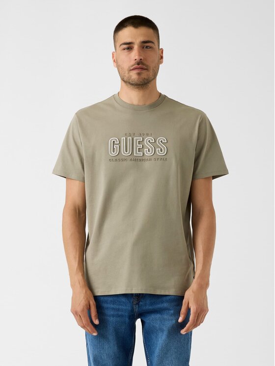 Guess Guess T-Shirt 177041 Zielony Classic Fit