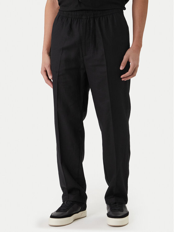 Calvin Klein Pantaloni din material LV04LF619G Negru Straight Fit