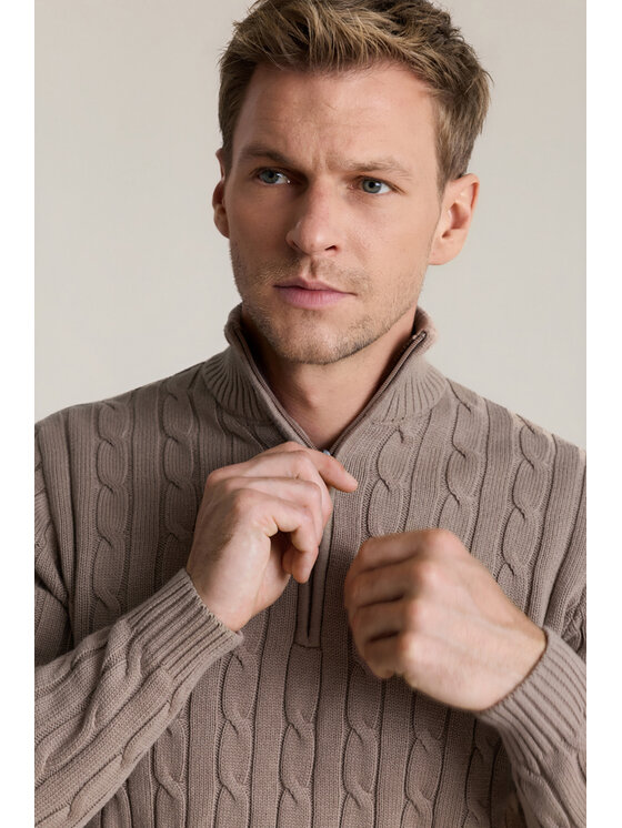 Lancerto Lancerto Sweter Joseph SW073226000003 Beżowy Regular Fit
