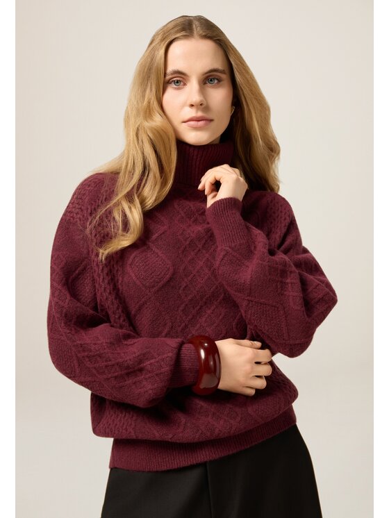 Oltre Oltre Sweter M118E002118N036 Bordowy Regular Fit